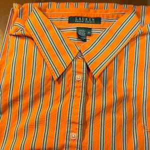 Women's Ralph Lauren Classic Orange Striped Blouse in Size 2X NWOT